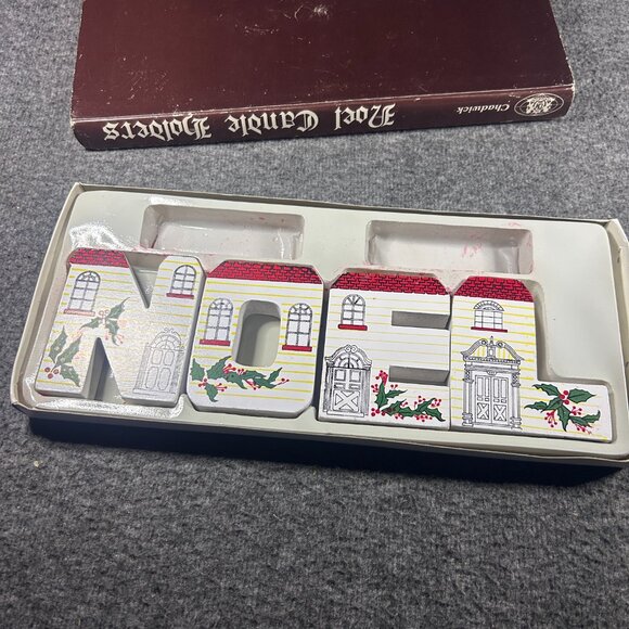 Vintage Chadwick Wooden Christmas Santa Noel Candle holder Set (no candles) - Picture 13 of 13